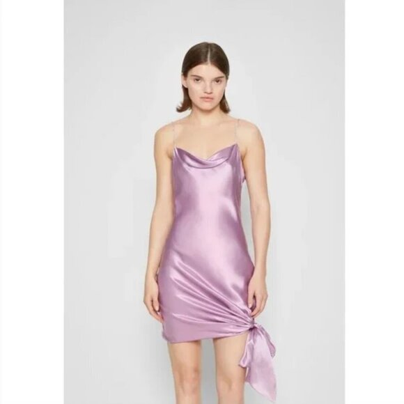 NEW Cinq a Spet Lavender Purple Silk Rhinestone Strap Mini Dress - Picture 12 of 12